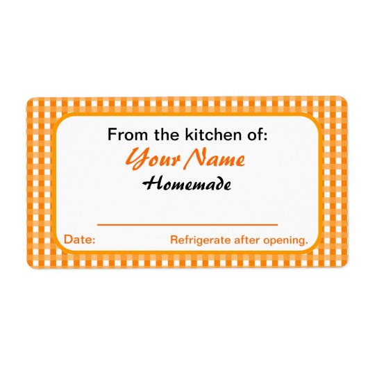 Étiquettes de canning personnalisés pour Jars Oran (Devant)