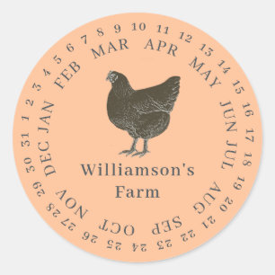 Étiquettes de carton d'œufs à la date encerclée pê