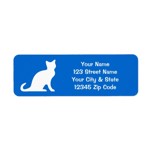 Étiquettes de chat bleu avec adresse de retour per (Devant)