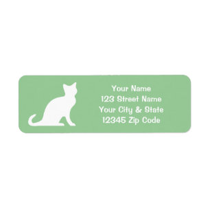 Étiquettes de chat vertes avec adresse de retour p