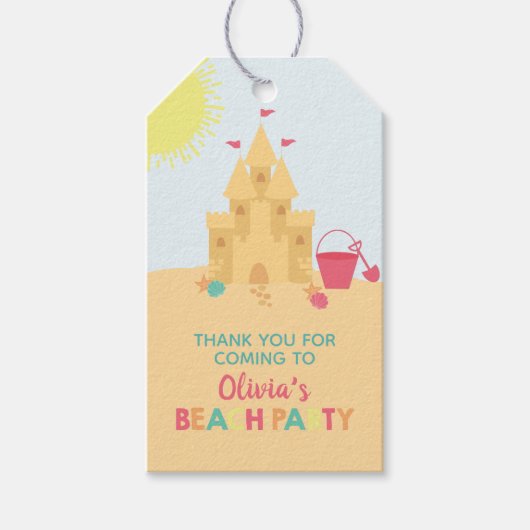 Étiquettes de château de sable pour fête d'anniver (Devant)