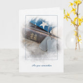 Étiquettes de chien militaire sur carte de Bible (Fleur jaune)