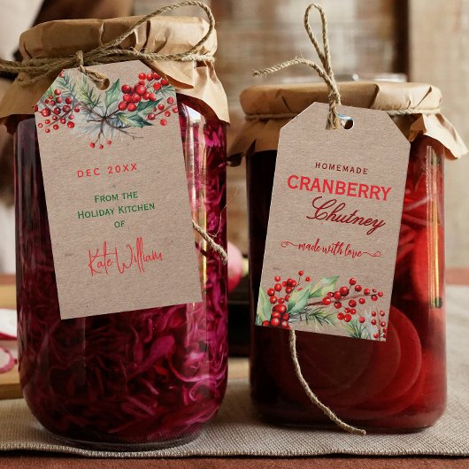 Étiquettes de Chutney de Cranberry Kraft Rustique 