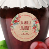 Étiquettes de Chutney de Cranberry Kraft Rustique 