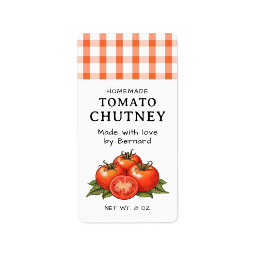 Étiquettes de chutney de tomate (Devant)