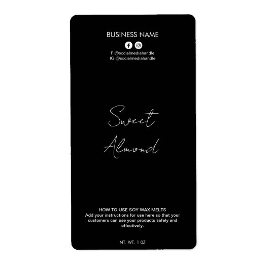 Étiquettes de cire de soja noir modifiable (Devant)