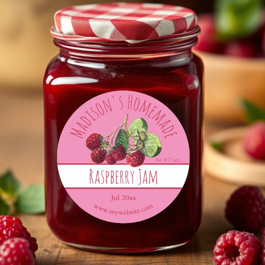 Étiquettes de confiture de framboise maison