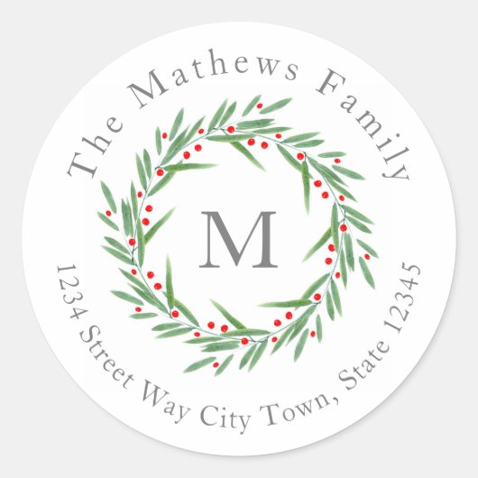 Étiquettes de couronne de feuilles et de baies à l (Devant)