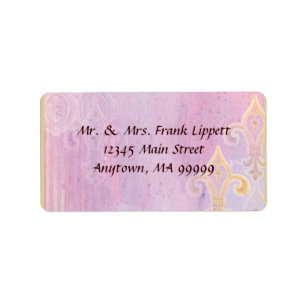 Étiquettes de courrier - Fleur di Lys Damask 2 Blu