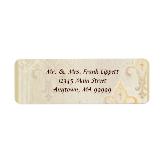 Étiquettes de courrier - Fleur di Lys Damask 2 Cre (Devant)