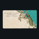 Étiquettes de courrier - Peacock et Etchat Vintage<br><div class="desc">Ce étiquette de transport élégant et sophistiqué de grande taille allie le meilleur de la tradition et la fraîcheur du contemporain. Le mélange d'éléments d'art Vintage et d'aquarelles contemporaines peintes à la main par Audrey Jeanne Roberts donne une belle qualité intemporelle à ce design. Un paon majestueux repose sur d'élégants...</div>