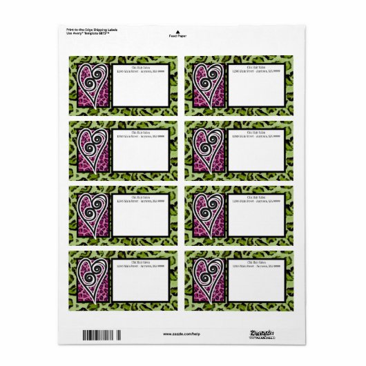 Étiquettes de courrier - Zebra 'n Leopard Monogram (Feuille entière)