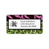 Étiquettes de courrier - Zebra 'n Leopard Monogram (Devant)