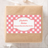 Étiquettes de cuisine en gingham rose (En situation)