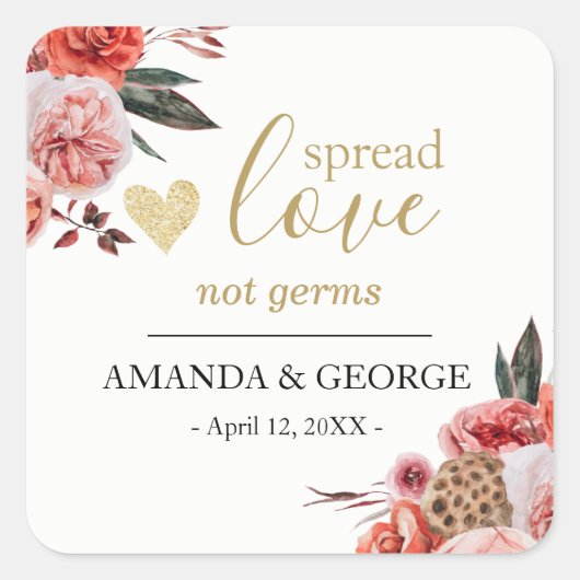 Étiquettes de désinfectant pour mains de mariage f (Devant)