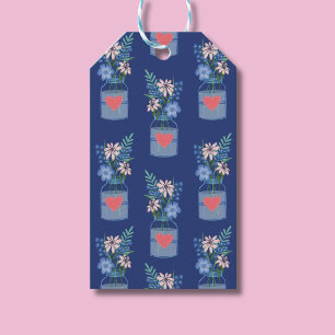 Étiquettes de don avec motif floral de pot de maço