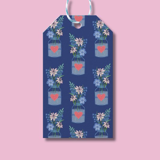Étiquettes de don avec motif floral de pot de maço