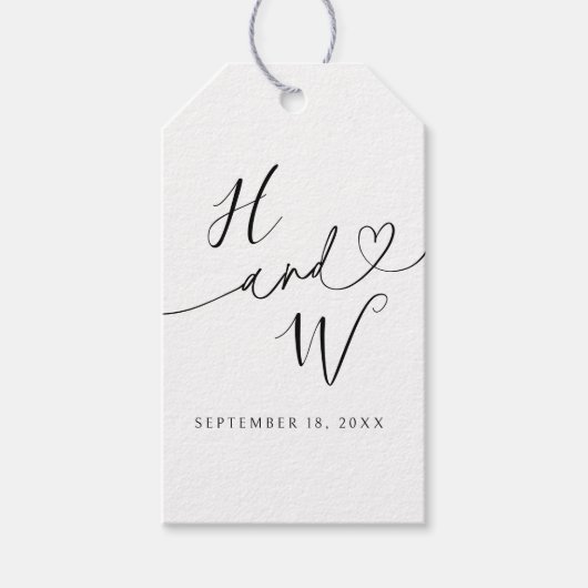 Étiquettes de don de mariage initiales Chic Heart (Devant)