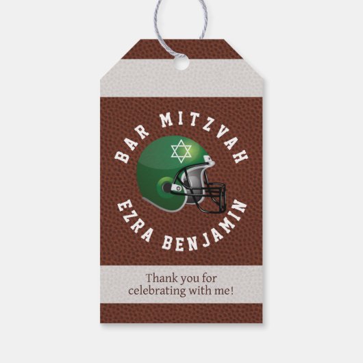 Étiquettes de faveur Bar Mitzvah de football améri (Dos)