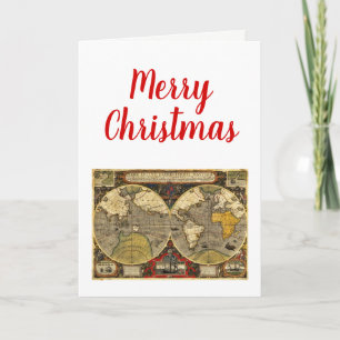 Étiquettes de faveur Carte du monde antique Noël X