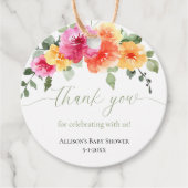 Étiquettes de faveur de baby shower avec pivoines (Devant)
