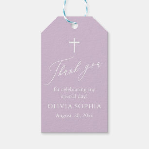Étiquettes de Faveur de Baptême Fille Croix Blanch