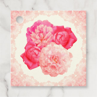 Étiquettes de faveur de cadeau de pivoines et de r