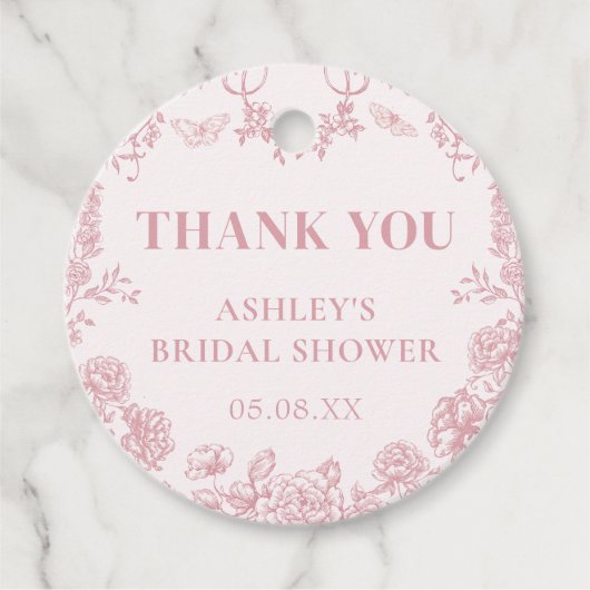 Étiquettes de faveur de douche de mariage en chino (Devant)