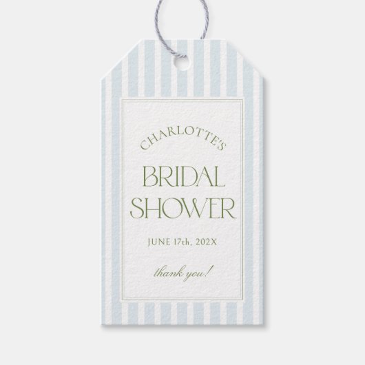 Étiquettes de faveur de douche de mariage rayées b (Devant)