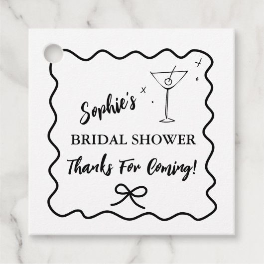 Étiquettes de faveur de douche de mariée Retro Wav (Devant)