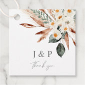 Étiquettes de faveur de fleurs beige et herbe de P (Devant)