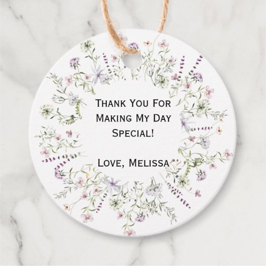 Étiquettes de Faveur de Fleurs Sauvages (Devant)