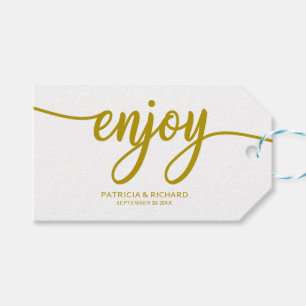 Étiquettes de faveur de mariage à calligraphie dor