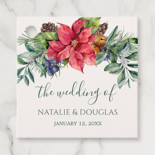 Étiquettes de faveur de mariage à feuillage de ver (Devant)