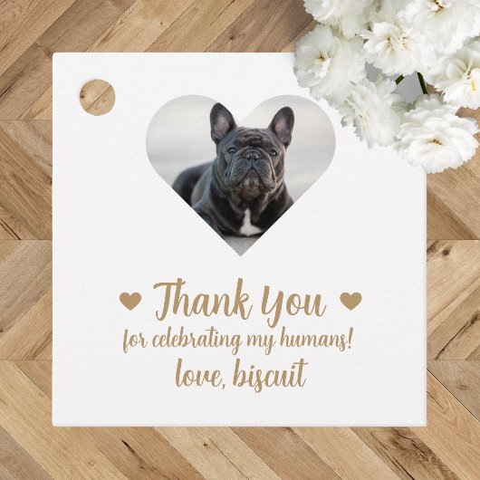 Étiquettes de faveur de mariage de chien de photo 