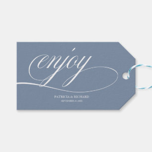 Étiquettes de Faveur de Mariage Élégantes Bleu Pou