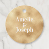 Étiquettes de faveur de mariage en or et turquoise (Devant)