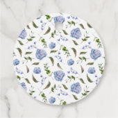 Étiquettes de faveur de mariage floral bleu rustiq (Dos)
