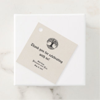 Étiquettes de faveur de monogramme de l'arbre de v