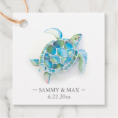 Étiquettes de faveur de tortue de mer aquarelle (Devant)