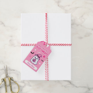 Étiquettes de faveur d'Halloween rose