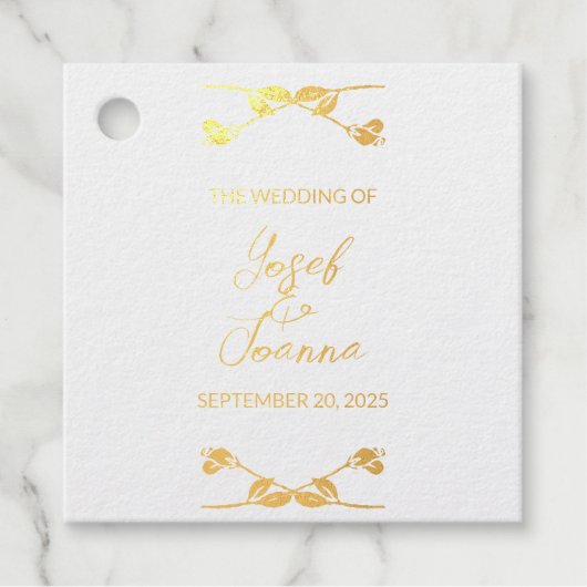 Étiquettes de faveur en feuille pour mariage (Devant)