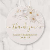 Étiquettes de faveur florales beige papillons (Devant)