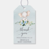 Étiquettes de Faveurs de Baby Shower Éléphant Bleu (Devant)