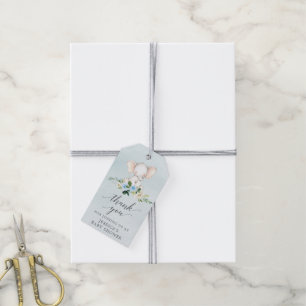 Étiquettes de Faveurs de Baby Shower Éléphant Bleu
