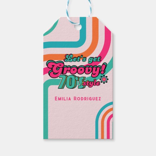 Étiquettes de Faveurs de Fête Rétro Années 70 Anni (Devant)