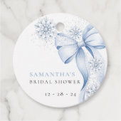 Étiquettes de Faveurs de Mariage Hivernal à Nœud B (Devant)