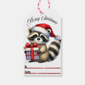 Étiquettes de fête avec raton laveur à Santa hat (Devant)