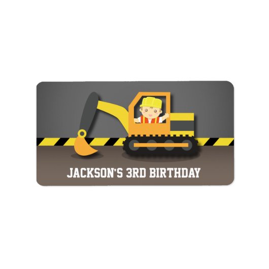 Étiquettes de fête d'anniversaire de construction (Devant)