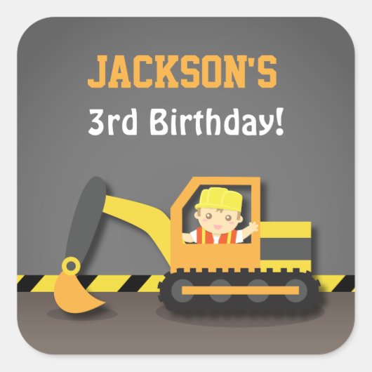 Étiquettes de fête d'anniversaire de construction (Devant)